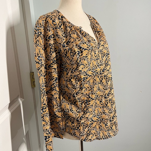 J. Crew x Drake’s London Giraffe Print Bell Sleeve Top size 0 - Picture 5 of 12